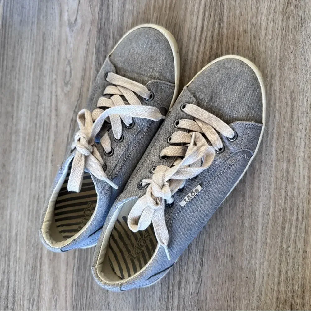 Taos Blue Chambray Zip & Lace Up Sneakers Womens 7.5 Comfort Shoes Everyday